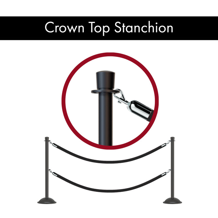 Crown Top Post and Rope Stanchion with Dome Base - Montour Line CDLineD - Crowd Control Warehouse