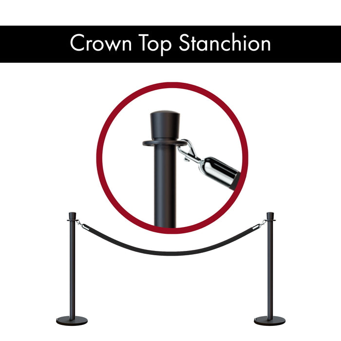 Crown Top Post and Rope Stanchion with Roller Base - Montour Line CELine - Crowd Control Warehouse