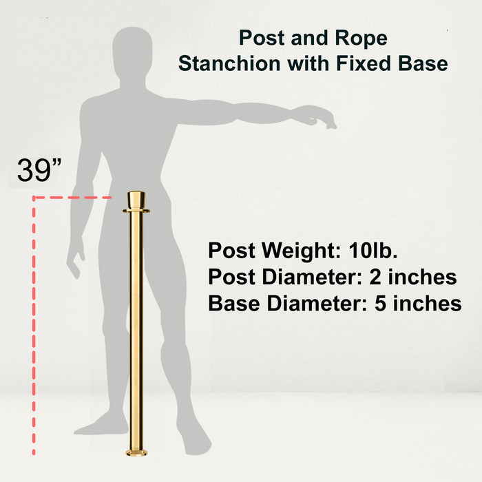 Crown Top Rope Stanchion with Fixed Base - Montour Line CXLineF - Crowd Control Warehouse