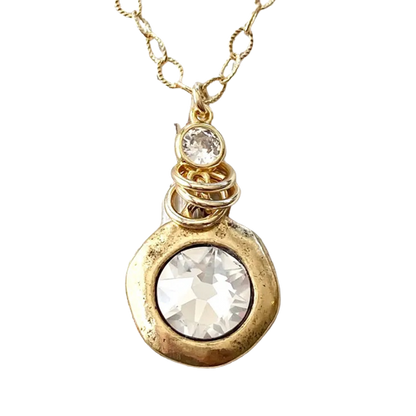 Crystal Drop Necklace, gold
