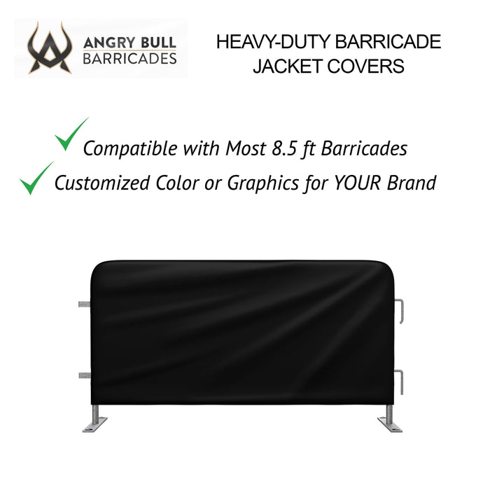 Custom Printed Heavy Duty Barricade Jacket Covers For 8.5 FT Barricades - Angry Bull Barricades - Crowd Control Warehouse