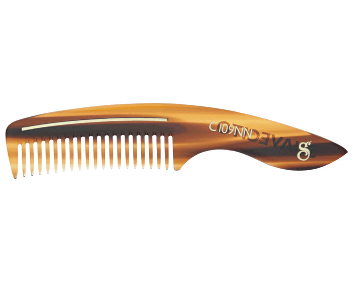Deluxe Amber Handle Beard Comb S Logo Side