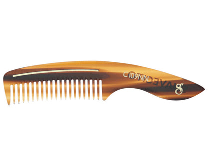 Deluxe Amber Handle Beard Comb S Logo Side