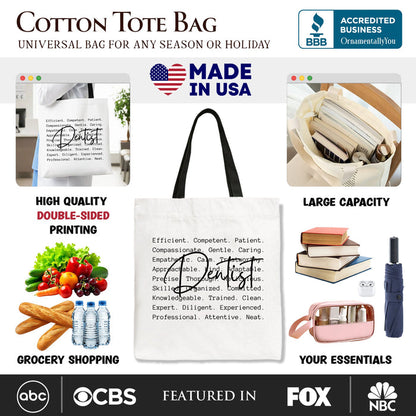 Dentist Definition Canvas Tote Bag, Dental Appreciation Words Gift Shopper Tote Bag OrnamentallyYou