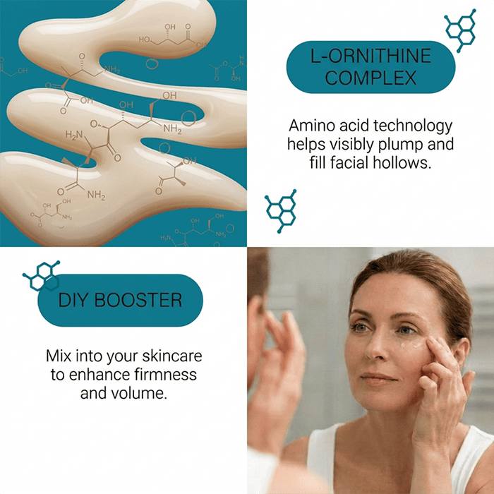 dermafill serum booster contains amino acid technology that helps visibly plump and fill facial hollows