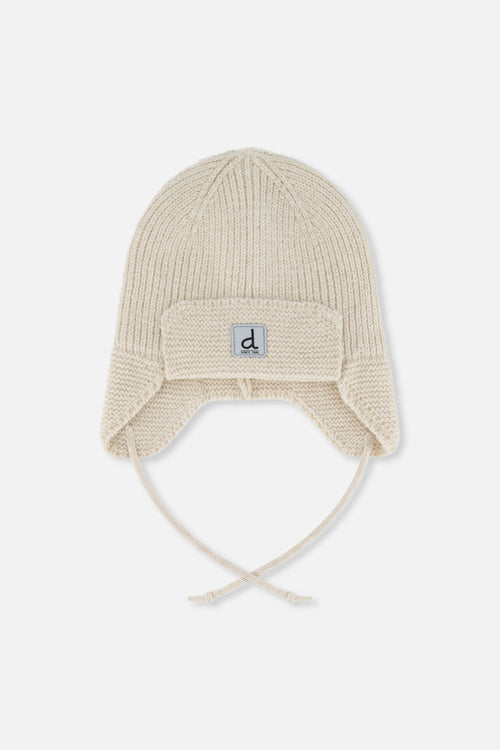 Deux Par Deux Baby Knit Hat in Beige