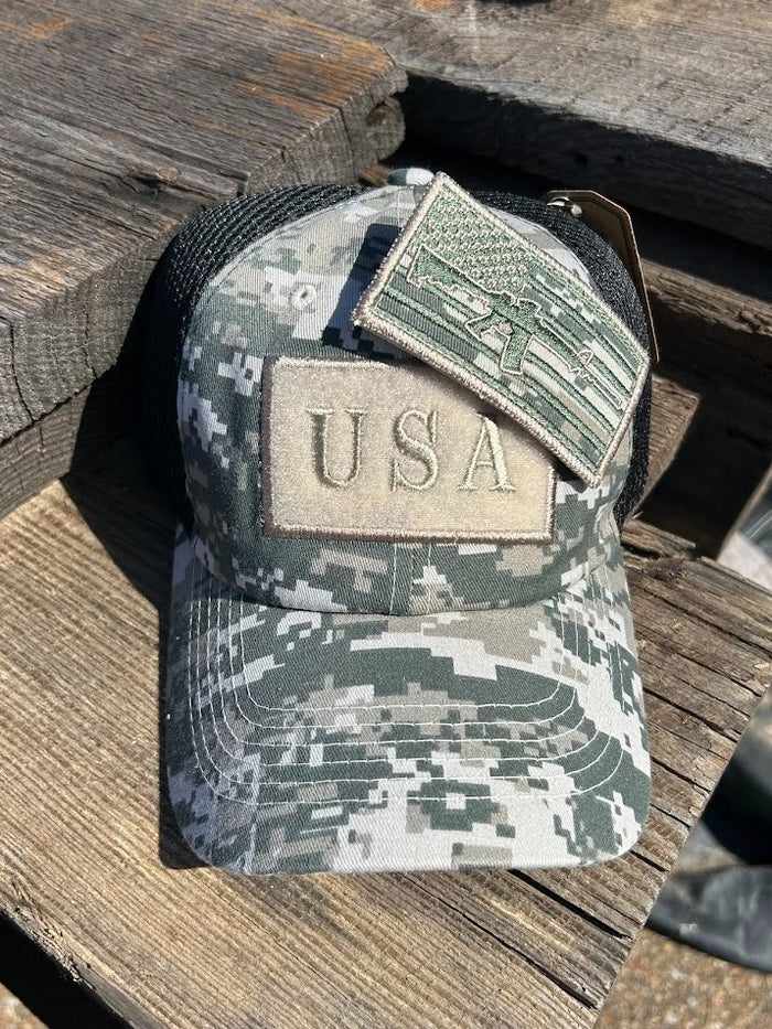 Digi Camo Ball Cap with Removable Gun Flag Patch
