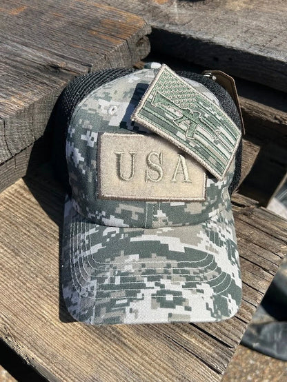 Digi Camo Ball Cap with Removable Gun Flag Patch