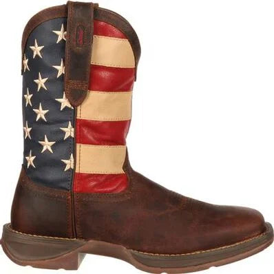 Durango Men's Rebel 12" Patriotic Pull-On Western American Flag Square Toe Boot