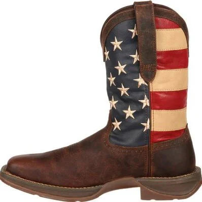 Durango Men's Rebel 12" Patriotic Pull-On Western American Flag Square Toe Boot