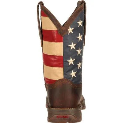 Durango Men's Rebel 12" Patriotic Pull-On Western American Flag Square Toe Boot