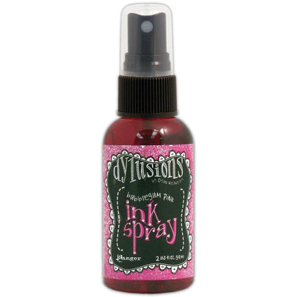 RANGER-Dylusions by Dyan Reaveley: Ink Spray. This ink spray is a concentrated colorant for use on porous surfaces. Use it on paper, canvas, wood, clay, and more to create fantastic cards, scrapbooking elements, journal pages, and mixed media projects. This package contains one spray bottle filled with 2 fl. oz. of ink. Available in a variety of colors (each sold separately). Acid free, non-toxic. Made in USA. Available at Embellish Away Located in Bowmanville Ontario Canada.