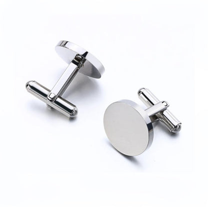 Elegant Round Engravable Stainless Steel Cufflinks