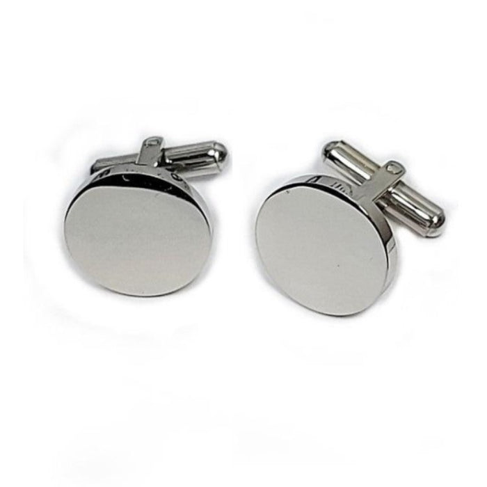 Elegant Round Engravable Stainless Steel Cufflinks