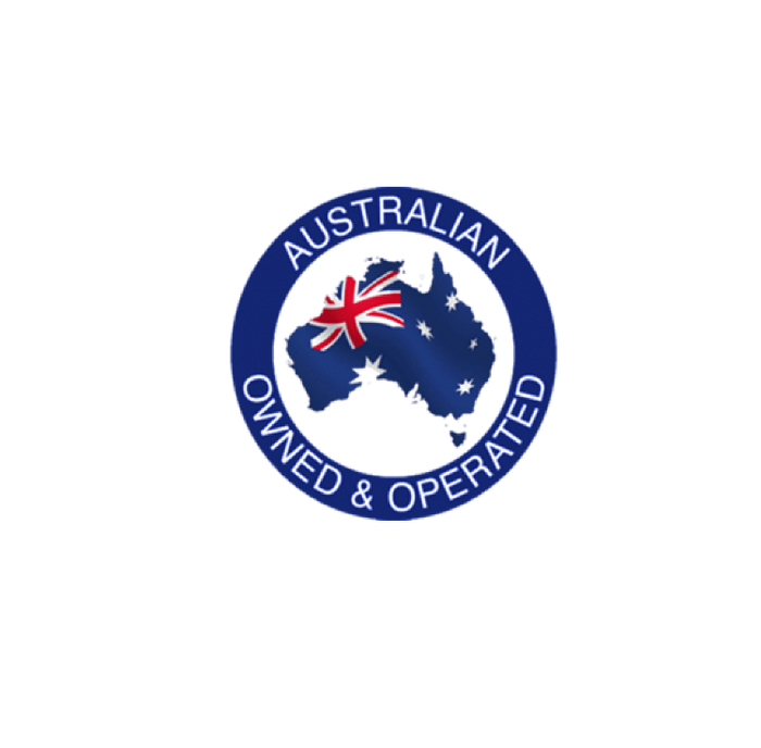 Australian owned and operated logo featuring the Australian flag and continent outline.