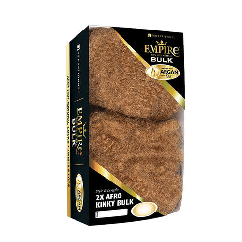 SENSATIONNEL Empire 16 inch afro kinky bulk hair in light brown packaged braid bulk with argan oil box