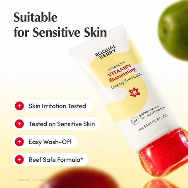 Eqqualberry Vitamin Illuminating Tone Up Sunscreen 50ml واقي الشمس إيكوالبيري فيتامين لتفتيح لون البشرة - Princess Cosmetics Qatar