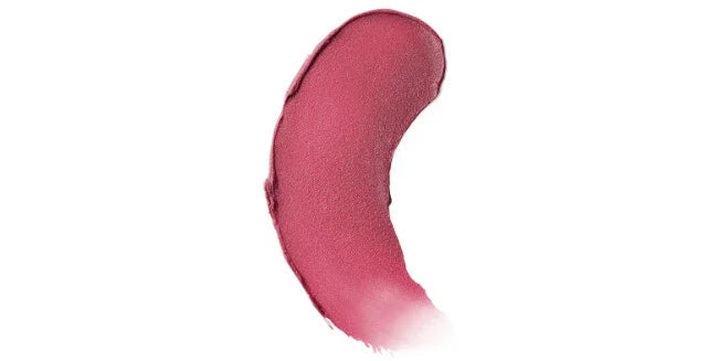 Sheer matte lipstick swatch in deep mauve pink color on white background.