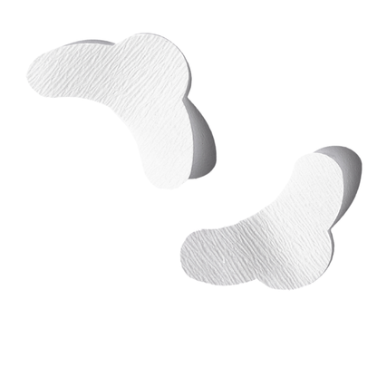 F008 Refectocil Eyelash Tint Protective Pads | Two white, textured Refectocil undereye protector papers with a curved, cloud-like shape, displayed on a clean white background.