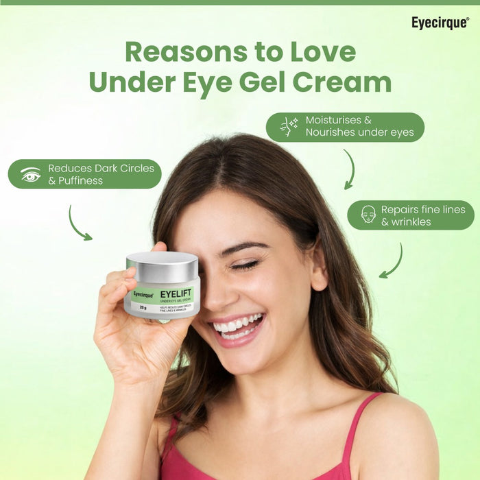 Eyelift Under Eye Gel Cream for Dark Circles, Puffy Eyes, Eye Bags & Wrinkles Pack of 2