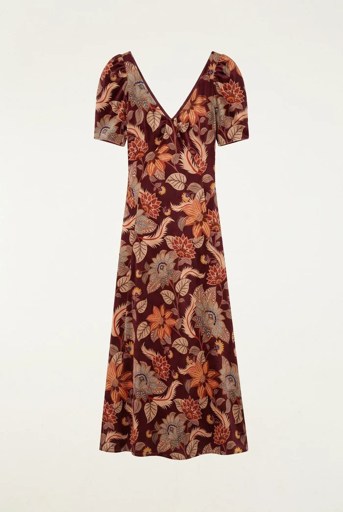 Farm Rio Delhi Maxi Dress in Burgundy Floral