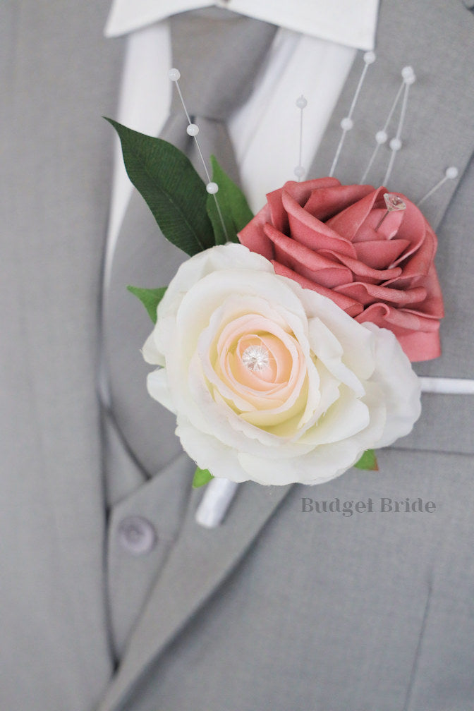 Faux Wedding Bouquet in Pink and Green - $39.50 | Airway Collection