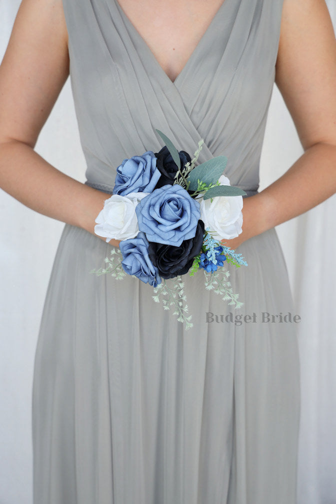 Faux Wedding Bouquet in Steel Blue - $39.50 | Lings Collection
