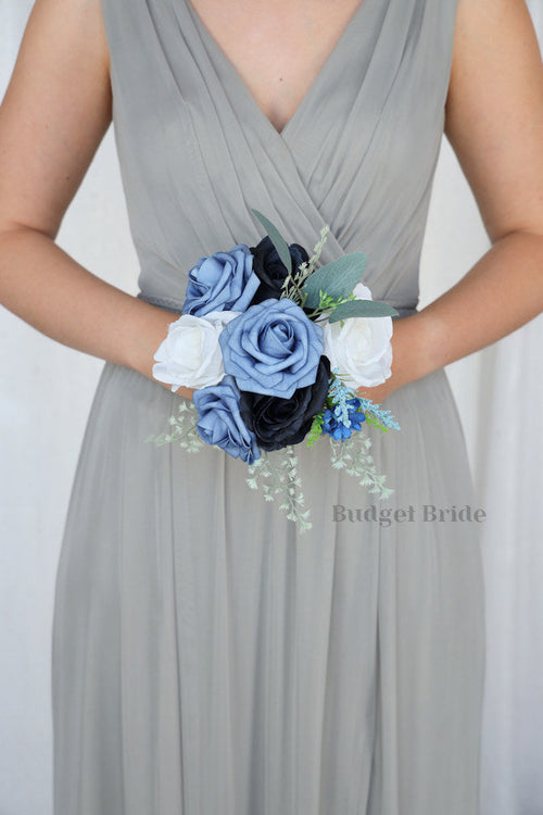 Faux Wedding Bouquet in Steel Blue - $39.50 | Lings Collection