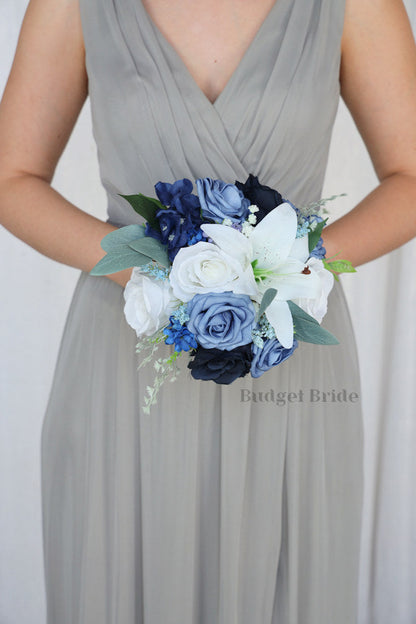 Faux Wedding Bouquet in Steel Blue - $39.50 | Lings Collection