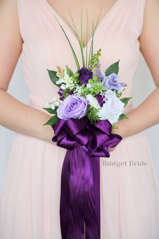 Faux Wedding Bouquet with Purple Wildflowers  - $170.00 | Violet Collection