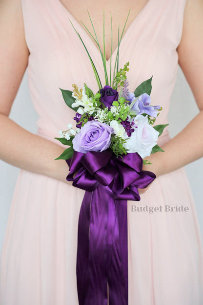 Faux Wedding Bouquet with Purple Wildflowers  - $170.00 | Violet Collection