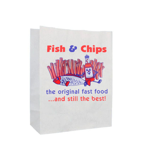 Magnum Packaging 14 x 11" / 500 Bags Fish & Chips Design Paper SOS Grab Bags