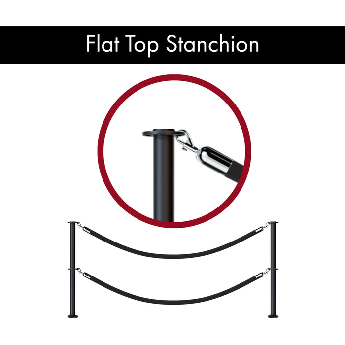 Flat Top Dual Rope Stanchion with Fixed Base - Montour Line CXLineDF - Crowd Control Warehouse