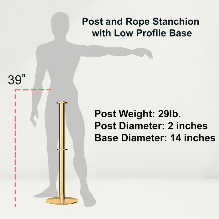 Flat Top Dual Rope Stanchion with Low Profile Base - Montour Line CXLineD - Crowd Control Warehouse