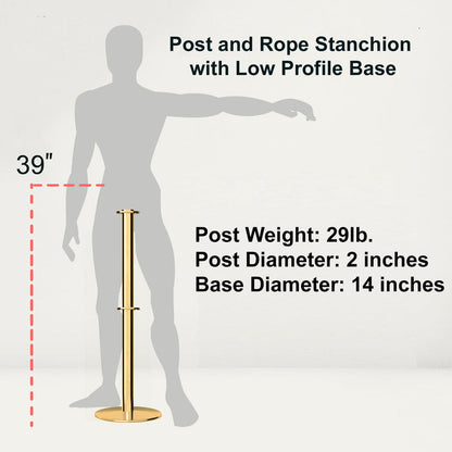 Flat Top Dual Rope Stanchion with Low Profile Base - Montour Line CXLineD - Crowd Control Warehouse