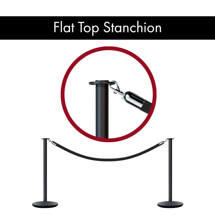 Flat Top Post and Rope Stanchion with Cast Iron Base - Montour Line CILine - Crowd Control Warehouse