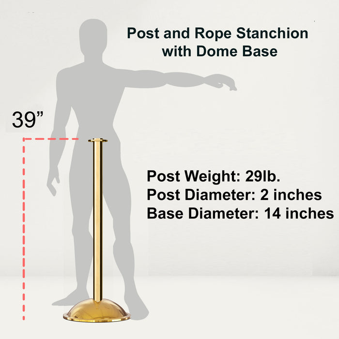 Flat Top Post and Rope Stanchion with Dome Base - Montour Line CDLine - Crowd Control Warehouse