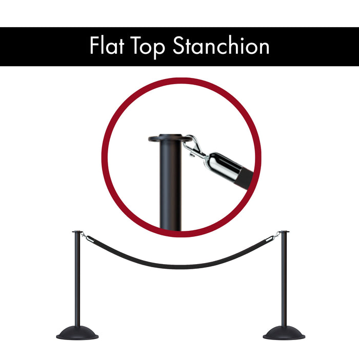Flat Top Post and Rope Stanchion with Dome Base - Montour Line CDLine - Crowd Control Warehouse