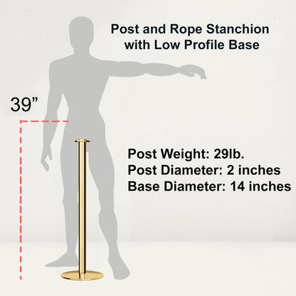 Flat Top Rope Stanchion with Low Profile Base - Montour Line CXLine - Crowd Control Warehouse