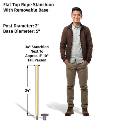 Flat Top Rope Stanchion with Removable Base - Montour Line CXlineR
