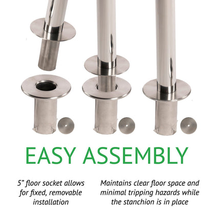 Flat Top Rope Stanchion with Removable Base - Montour Line CXlineR - Crowd Control Warehouse