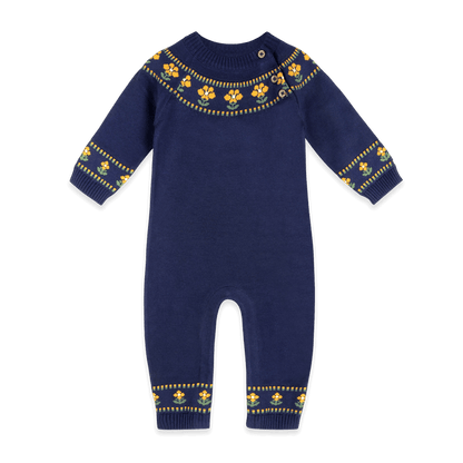 Floral Fair Isle Knit Baby Jumpsuit, Organic Cotton