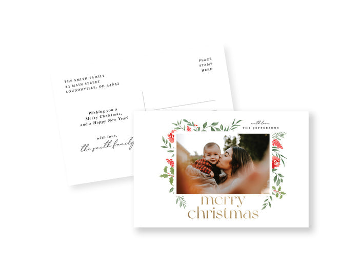 Flowery Christmas Postcard