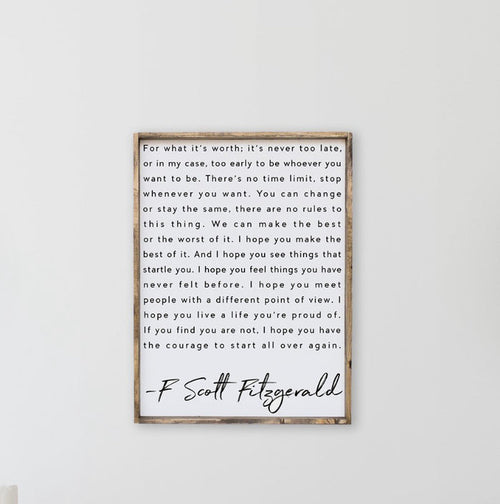 Framed Sign - F. Scott Fitzgerald