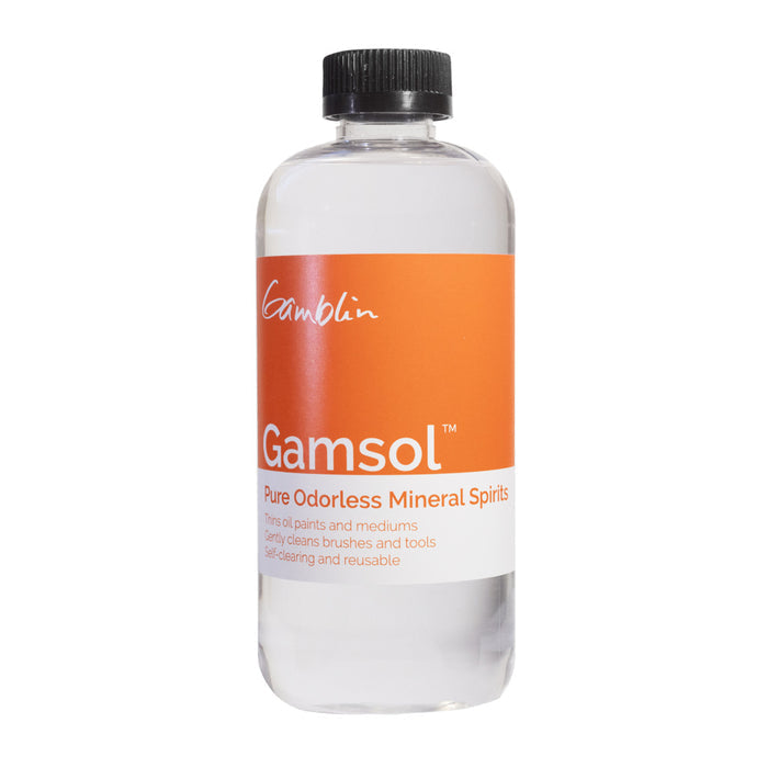 Gamblin - Gamsol Pure Odorless Mineral Spirits - 16.9 fl oz (500ml). Available at Embellish Away in Bowmanville Ontario Canada.