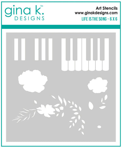 Gina K. Designs - BUNDLE - Stamp, Stencil & Dies - Life Is The Song. Set by Lisa Hetrick. . Available at Embellish Away located in Bowmanville Ontario Canada.
