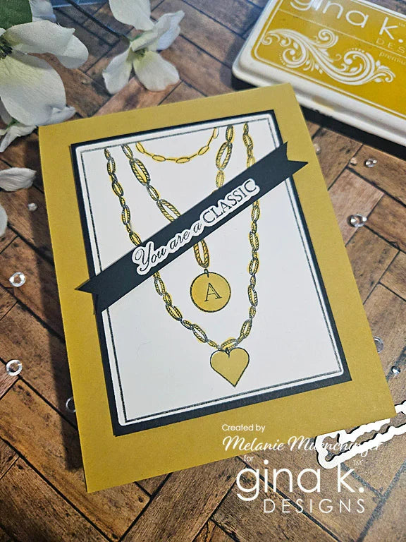 Gina K. Designs - Stamp &amp; Die Set - Celebrate in Style. Set by Melanie Munchinger. Available at Embellish Away located in Bowmanville Ontario Canada. Example by Melanie Muenchinger.