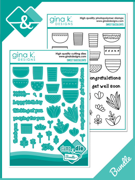 Gina K. Designs - Stamp & Die Set - Sweet Succulents. Set by Beth Silaika. Available at Embellish Away located in Bowmanville Ontario Canada.