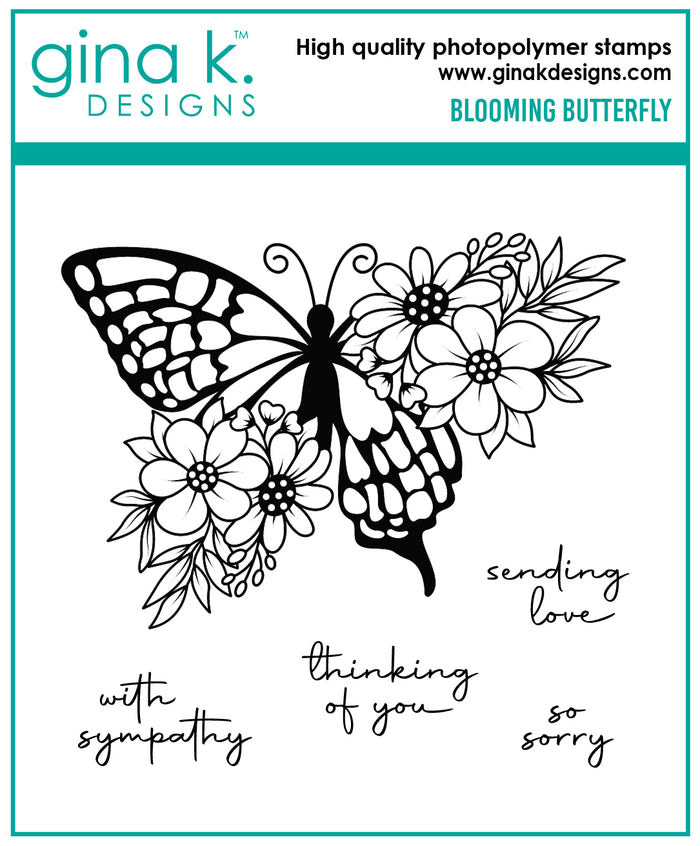 Gina K. Designs - Stamp & Dies - Blooming Butterfly. Available at Embellish Away located in Bowmanville Ontario Canada.