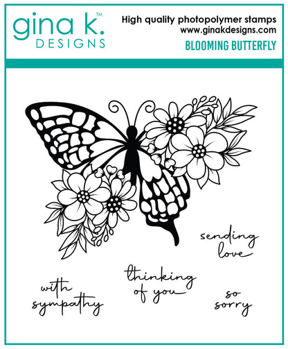 Gina K. Designs - Stamp & Dies - Blooming Butterfly. Available at Embellish Away located in Bowmanville Ontario Canada.